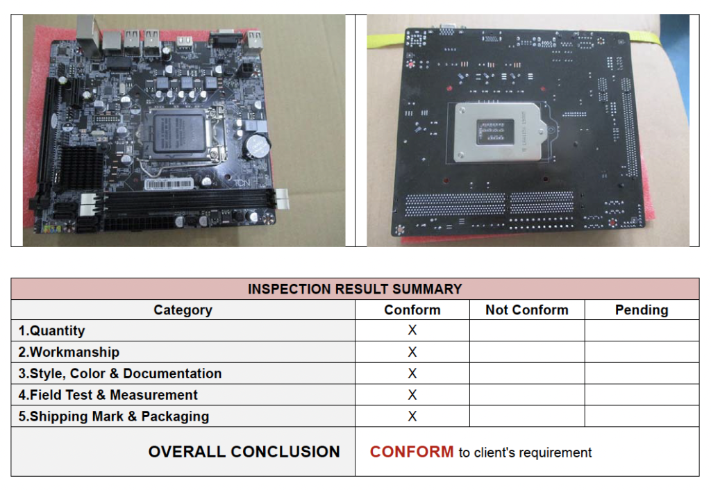 Electronic component quality inspection sample